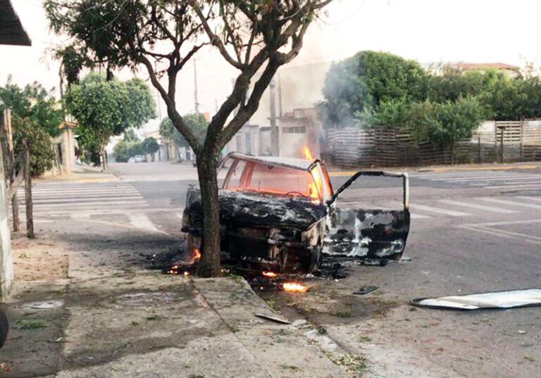 Leia mais sobre o artigo Colidiu carro com árvore e saiu fora após veículo pegar fogo