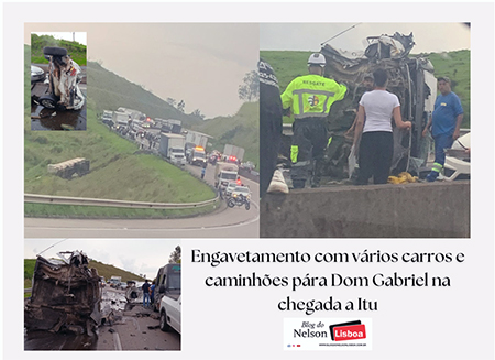 Leia mais sobre o artigo Engavetamento com pelo menos 5 carros e 2 caminhões paralisa Dom Gabriel na chegada a Itu