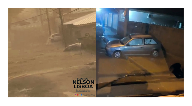 Carro é arrastado por enxurrada durante chuva em Salto