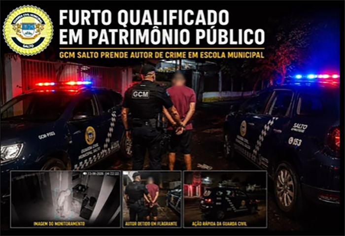 Leia mais sobre o artigo Equipe da GCM prende autor de furto em escola municipal no Cecap, em Salto, no dia 13