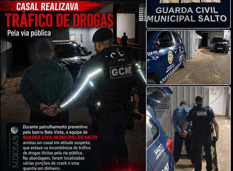 Casal é preso vendendo drogas em Salto-SP