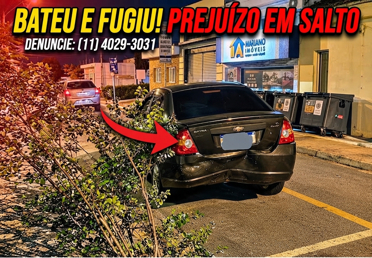 Moradora de Salto tem carro destruído em colisão causada por outro motorista que fugiu