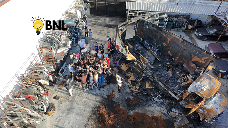 Kiel Damasceno faz momento de oração em empresa destruída por incêndio em Salto